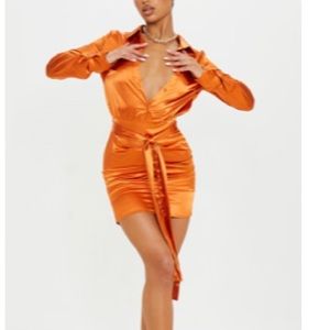 orange silk dress PLT🍑